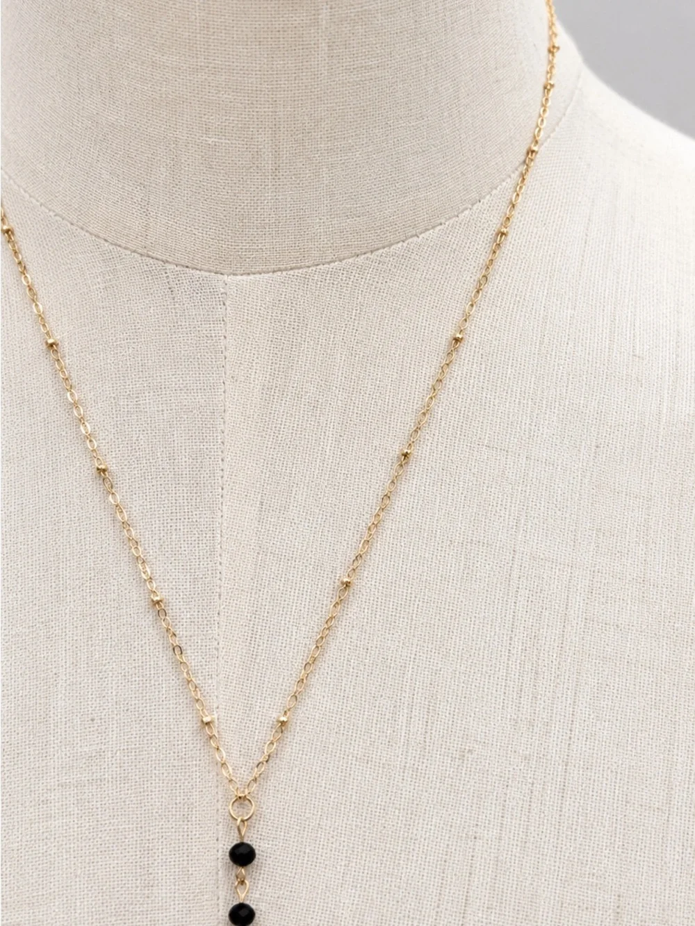 Black Beaded Gold Body Chain Necklace Layered Waist Chain Goth Festival